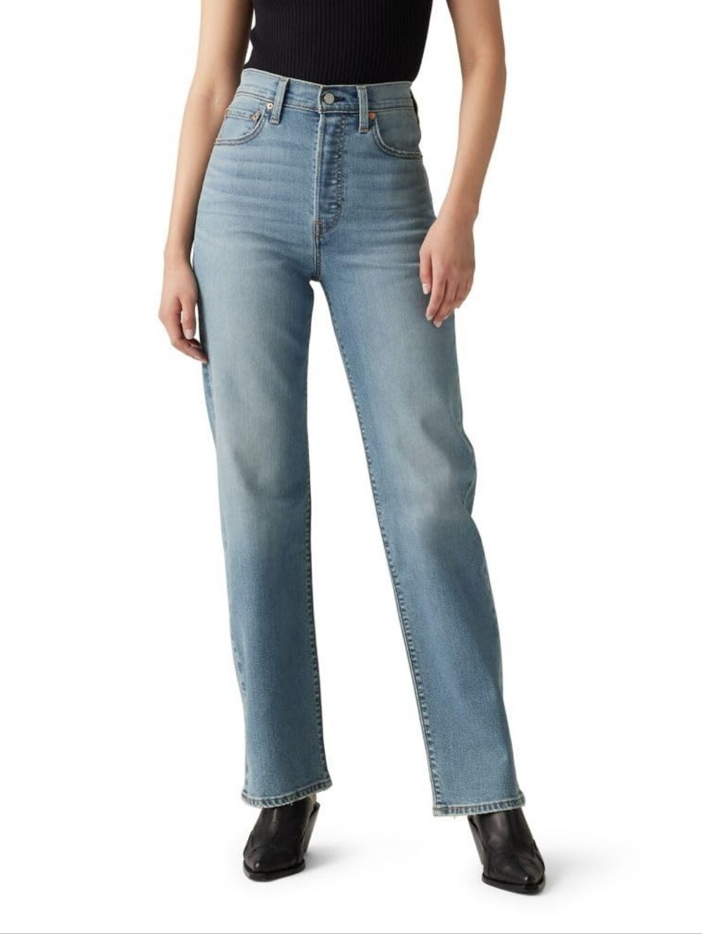 Levi's High-Rise Ribcage Straight Leg Full Length Women's Jeans Medium Blue, 28